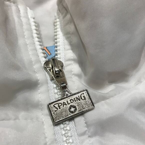 Vintage Spalding Windbreaker Jacket Basketball Full Zip White 90s Size Large - Picture 3 of 7